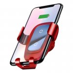 Baseus Metal Wireless Charger Gravity Car Mount - поставка за радиатора на кола с безжично зареждане за Qi съвместими смартфони (червен) 2