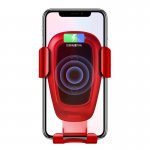 Baseus Metal Wireless Charger Gravity Car Mount - поставка за радиатора на кола с безжично зареждане за Qi съвместими смартфони (червен) 4