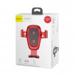 Baseus Metal Wireless Charger Gravity Car Mount - поставка за радиатора на кола с безжично зареждане за Qi съвместими смартфони (червен) 8