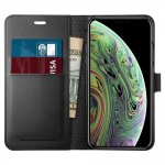 Spigen Wallet S Case - кожен калъф, тип портфейл и поставка за iPhone XS, iPhone X (черен) 4