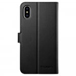 Spigen Wallet S Case - кожен калъф, тип портфейл и поставка за iPhone XS, iPhone X (черен) 2