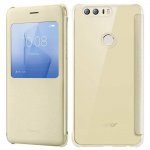 Huawei View Flip Cover - оригинален кожен калъф с отвор за дисплея за Huawei Honor 8 (златист) 1