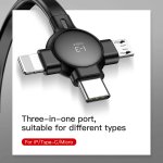 Baseus Little Octopus 3in1 Cable MicroUSB, USB-C and Lightning Connectors - качествен USB кабел с Lightning, microUSB и USB-C конектори (червен) 3