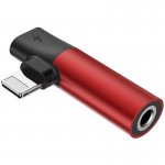 Baseus Lightning & Audio Adapter - Lightning адаптер с Lightning порт и 3.5 мм аудио вход за устройства с Lightning порт (червен) 6