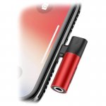 Baseus Lightning & Audio Adapter - Lightning адаптер с Lightning порт и 3.5 мм аудио вход за устройства с Lightning порт (червен) 2