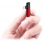 Baseus Lightning & Audio Adapter - Lightning адаптер с Lightning порт и 3.5 мм аудио вход за устройства с Lightning порт (червен) 3