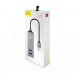 Baseus USB Cube Hub Adapter - алуминиев 5-портов USB хъб за компютри и лаптопи (тъмносив) 5