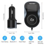 TeckNet F10039 Bluetooth FM Transmitter - блутут FM трансмитер с поставка и зарядно за кола за мобилни устройства (черен) 4