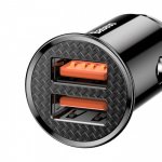 Baseus Dual USB QC 3.0 Car Charger - зарядно за кола с два USB изхода и технология за бързо зареждане (черен) 1