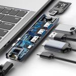 Baseus Thunderbolt C+ Pro USB-C Hub - мултифункционален хъб за свързване на допълнителна периферия за MacBook Pro (тъмносив) 4