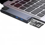 Baseus Thunderbolt C+ Pro USB-C Hub - мултифункционален хъб за свързване на допълнителна периферия за MacBook Pro (тъмносив) 1