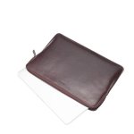 Knomo Barbican Leather Sleeve 15 - луксозен кожен калъф с цип за преносими компютри до 15 инча (кафяв)  2