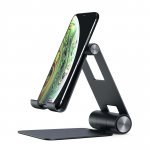 Satechi R1 Aluminum Foldable Stand - сгъваема алуминиева поставка за мобилни телефони, таблети и лаптопи до 12 инча (черен) 4