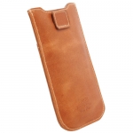 Krusell Kiruna 3XL - кожен калъф с лента за издърпване за iPhone 8, iPhone 7, iPhone 6S, Galaxy S3, One X, Nexus 4, Z10, Lumia 900, Moto G и др. (кафяв) 1