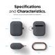Elago Airpods Skinny Silicone Hang Case - тънък силиконов калъф с карабинер за Apple Airpods и Apple Airpods 2 with Wireless Charging Case (тъмносив)  2