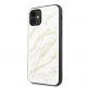 Guess Marble Glass Case - дизайнерски кейс с висока защита за iPhone 11 (бял) 1