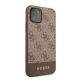 Guess 4G Stripe Leather Hard Case - дизайнерски кожен кейс за iPhone 11 Pro Max (кафяв) 4