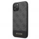 Guess 4G Stripe Leather Hard Case - дизайнерски кожен кейс за iPhone 11 Pro (тъмносив) 1