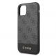 Guess 4G Stripe Leather Hard Case - дизайнерски кожен кейс за iPhone 11 Pro (тъмносив) 2