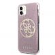 Guess Circle Glitter 4G Case - дизайнерски кейс с висока защита за iPhone 11 (розов) 1