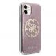 Guess Circle Glitter 4G Case - дизайнерски кейс с висока защита за iPhone 11 (розов) 4