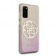 Guess Glitter 4G Circle Logo Case - дизайнерски кейс с висока защита за Samsung Galaxy S20 (розов) 2