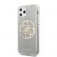 Guess Circle Glitter 4G Case - дизайнерски кейс с висока защита за iPhone 11 Pro (сребрист) 1