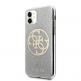 Guess Circle Glitter 4G Case - дизайнерски кейс с висока защита за iPhone 11 (сребрист) 1