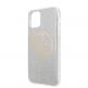 Guess Circle Glitter 4G Case - дизайнерски кейс с висока защита за iPhone 11 (сребрист) 2