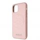 Guess Saffiano 4G Circle Logo Leather Hard Case - дизайнерски кожен кейс за iPhone 11 Pro Max (розов) 2