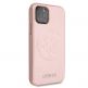 Guess Saffiano 4G Circle Logo Leather Hard Case - дизайнерски кожен кейс за iPhone 11 Pro Max (розов) 4