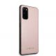 Guess Iridescent Leather Hard Case - дизайнерски кожен кейс за Samsung Galaxy S20 (розово злато) 5