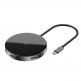 Baseus USB-C Circular Mirror Wireless Charger Hub (WXJMY-0G) - мултифункционален хъб за свързване на допълнителна периферия за устройства с USB-C и пад за безжично зареждане (тъмносив) 3