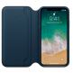 SDesign Original Leather Folio Case - качествен кожен (естествена кожа) калъф за iPhone XS,iPhone X (космическо синьо) 2