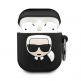 Karl Lagerfeld Airpods Ikonik Silicone Case - силиконов калъф с карабинер за Apple Airpods и Apple Airpods 2 (черен) 1