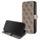 Guess Charms Collection Booktype Case - дизайнерски кожен калъф, тип портфейл за iPhone 12 mini (кафяв) 4