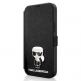 Karl Lagerfeld Saffiano Ikonik Booktype Leather Case - дизайнерски кожен калъф, тип портфейл за iPhone 12 mini (черен) 1