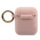 Guess Airpods Triangle Logo Silicone Case - силиконов калъф с карабинер за Apple Airpods и Apple Airpods 2 (розов) 1