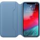 Apple Leather Folio Case - оригинален кожен (естествена кожа) калъф за iPhone XS Max (син) 1