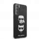 Karl Lagerfeld Saffiano Karl & Choupette Heads Case - дизайнерски кожен кейс за Samsung Galaxy S21 Plus (черен)  2