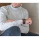 Meridio Centro Full Grain Leather Band - уникална ръчно изработена кожена (естествена кожа) каишка за Apple Watch 42мм, 44мм (черен) 4