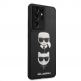 Karl Lagerfeld Saffiano Karl & Choupette Heads Case - дизайнерски кожен кейс за Samsung Galaxy S21 Ultra (черен)  2