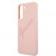 Guess Silicone Script Vintage Silicone Case - дизайнерски силиконов кейс за Samsung Galaxy S21 (розов) 5