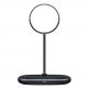 Baseus Swan 2-in-1 Magnetic Wireless Qi Charging Stand 20W (WXSW-C01) - двойна поставка (пад) за безжично зареждане за iPhone с Magsafe и други устройства с безжично зареждане(черен) 1