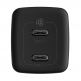 Baseus GaN 2 Lite Charger 65W (CCGAN2L-E01) - захранване за ел. мрежа за лаптопи, смартфони и таблети с 2xUSB-C изхода и с технология за бързо зареждане (черен) 1