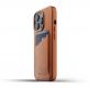 Mujjo Leather Wallet Case - кожен (естествена кожа) кейс с джоб за кредитна карта за iPhone 13 Pro Max (кафяв) 2
