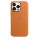 Apple iPhone Leather Case with MagSafe - оригинален кожен кейс (естествена кожа) за iPhone 13 Pro (оранжев) 1