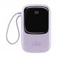 Baseus Qpow Digital Display Power bank with Lightning cable 20W (PPQD-H05) - външна батерия 20000 mAh с вграден Ligtning кабел и USB-C, USB-A и Lightning изходи (лилав) 1