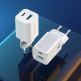 Dux Ducis Super Si Dual USB & USB-C PD Wall Charger 30W- захранване за ел. мрежа с USB и USB-C изходи и технология за бързо зареждане (бял) 13