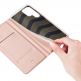 Dux Ducis Skin Pro Case - кожен калъф с поставка и отделение за кр. карти за Samsung Galaxy S22 Ultra (розов) 7
